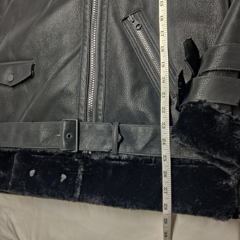Blanc Noir Violetta Faux Leather Shearling Oversized Moto Biker Jacket Large - Picture 13 of 13